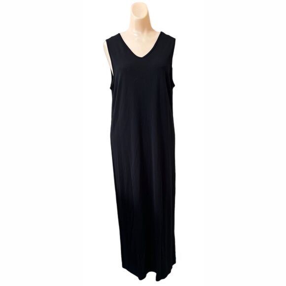 Talbots Dresses & Skirts - Talbots Womens Black Maxi Dress Large V Neck Sleeveless Cocktail Holiday Travel